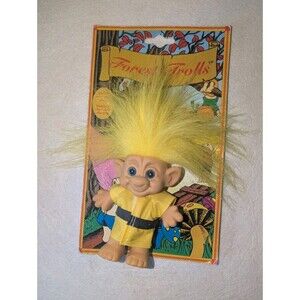 Vtg Magic Forest Trolls Doll Raincoat Yellow Hair Secret Magic 4" Blueyes